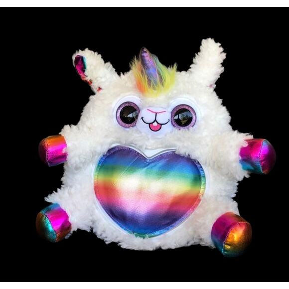 Llama Unicorn Plush Rainbocorns Rainbow Heart White Stuffed Pride Month Toy - Picture 4 of 14